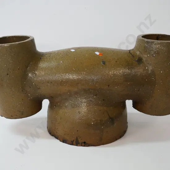 salt-glazed double chimney pot H-340 W-670