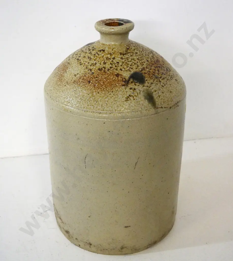 narrow-necked stoneware crock, no maker's marks H-390 D-260 Image 1++