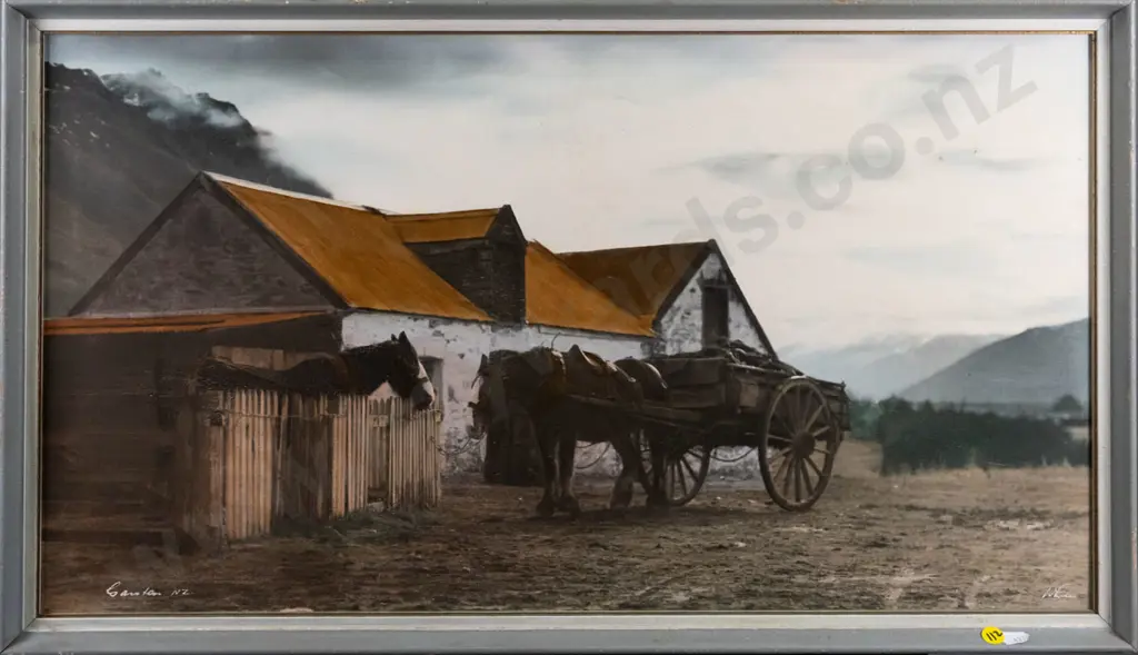 framed Whites Aviation hand coloured photograph  (overall aging) "Garston" H-370 W-670 Image 1++