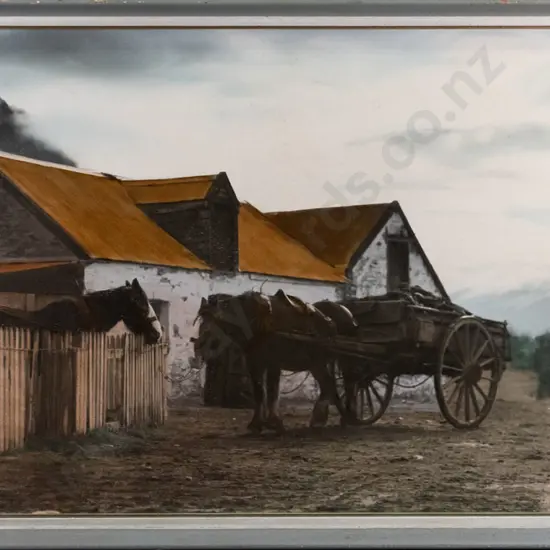 framed Whites Aviation hand coloured photograph  (overall aging) "Garston" H-370 W-670