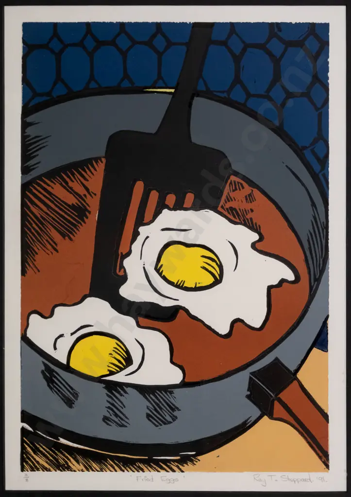 Ray T. Sheppard 1991 - framed limited edition print #3/8 - "Fried Eggs" H-430 W-310 Image 1++