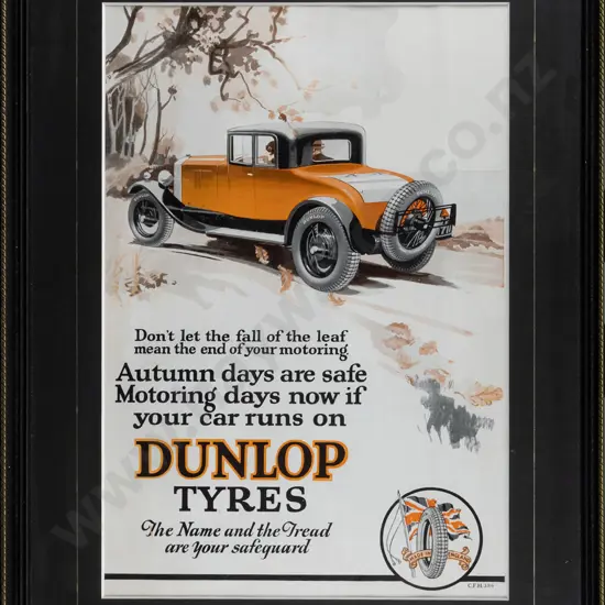 framed reproduction Dunlop Tyres advertising print H-330 W230
