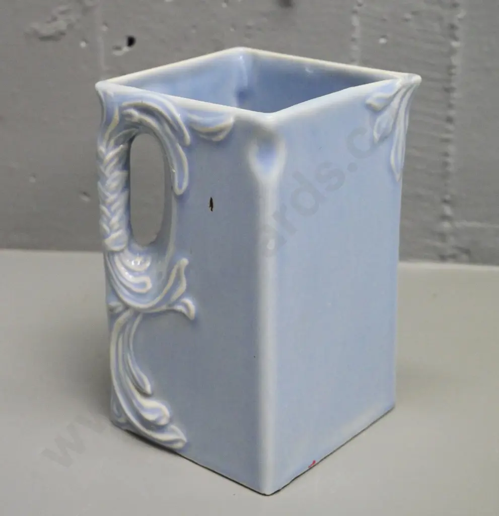 early Temuka pottery square Neeco fridge jug - 2 glaze faults H-150 W-90 D-90 Image 1++
