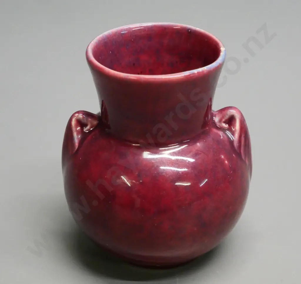early Crown Lynn stipple glaze vase with impressed No.134 - fleck to rim. H-100 Image 1++