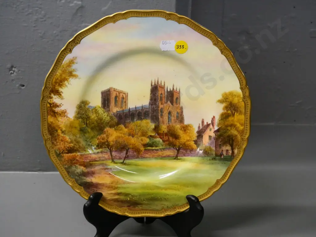 Royal Worcester hand-painted Yorkminster plate - signed Rushlaw? D-230 Image 1++