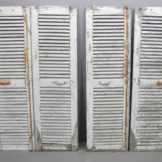 2 pairs vintage timber louvre doors with locking bars - paint wear and chjps. Each door H-2000 W-600