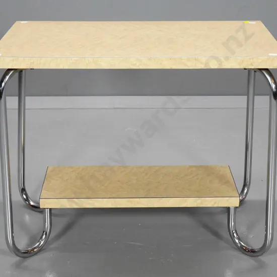 retro coffee table with chrome frame, formica top and shelf H-490 W-610 D-380