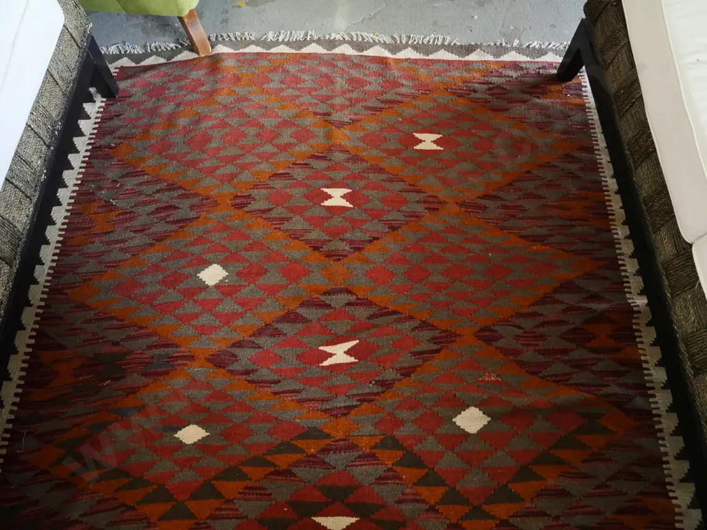 Afghani kilim wool floor rug L-2400 W-1680 Image 1++