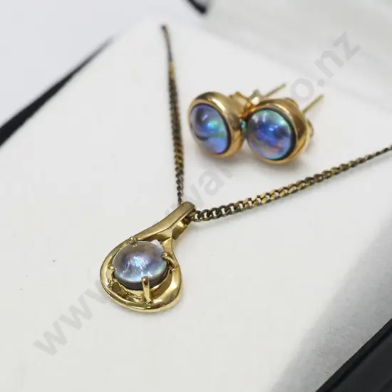 paua pearl necklace & earrings