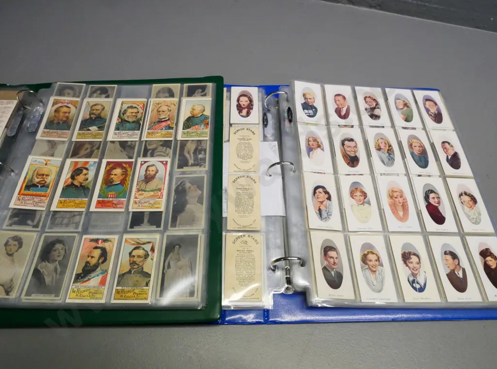 2 binders full of cigarette collector's cards in album sheets - USA first nations and civil war reprints, film stars etc Image 1++