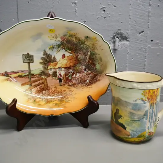 Royal Doulton Pipes of Pan jug H-130 W-160 and a Rustic England bowl