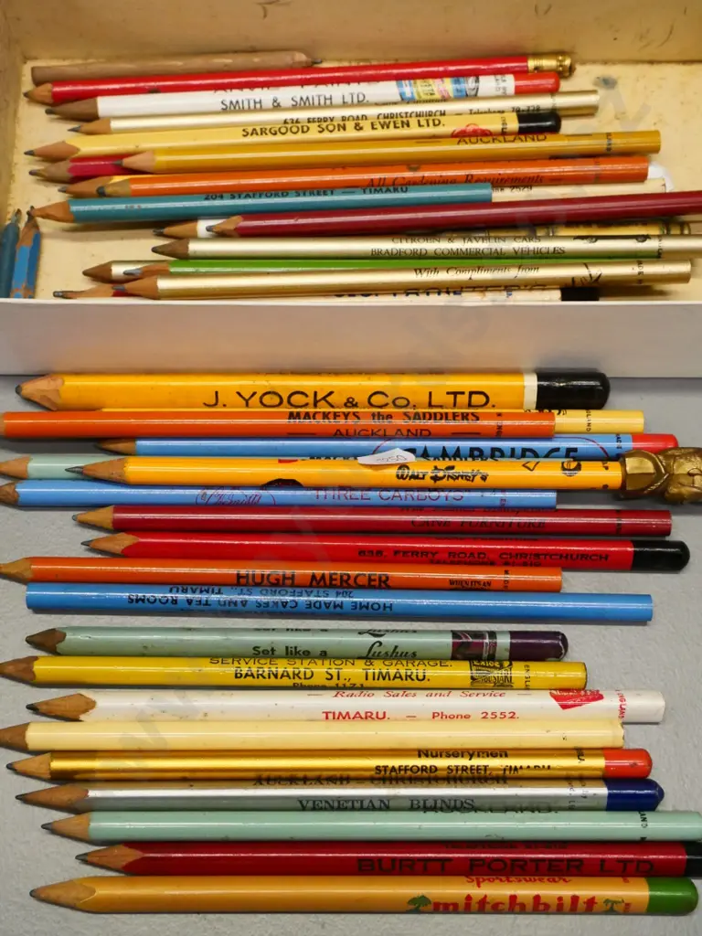 assorted vintage and retro promotional and advertising pencils - local and other Image 1++