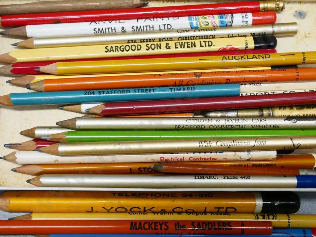 assorted vintage and retro promotional and advertising pencils - local and other Image 1++
