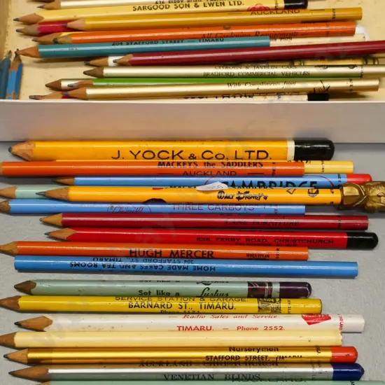 assorted vintage and retro promotional and advertising pencils - local and other