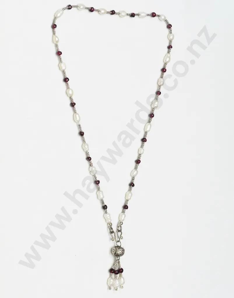 baraque pearl & rhodolite garnet necklace Image 1++
