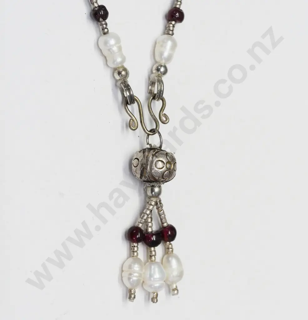 baraque pearl & rhodolite garnet necklace Image 1++