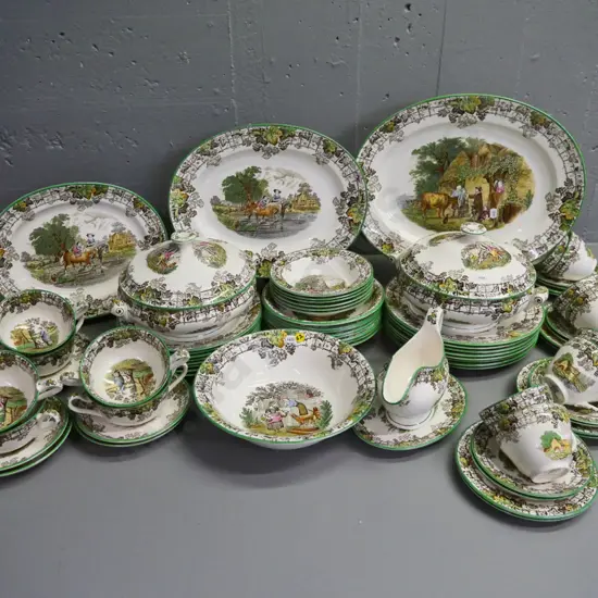 large collection of Spode's Byron dinnerware in very good condition except for one chip to soup bowl