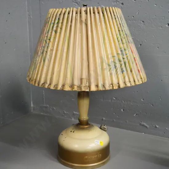 vintage Coleman white spirit lantern with pleated shade - some damage and wear to shade H470 D350