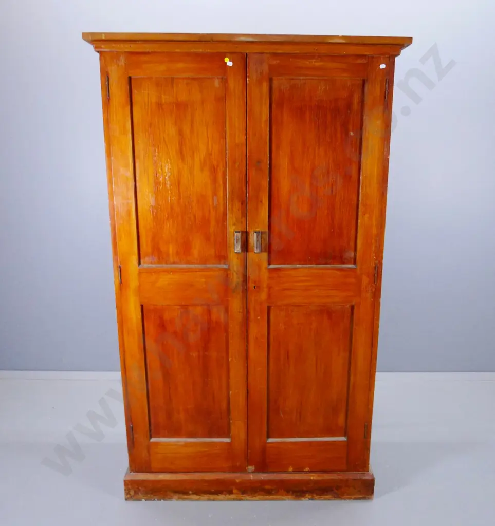 vintage rimu 2-door office cabinet with 3 shelves - marks and wear, screw holes on sides H-1770 W-1070 D-450 Image 1++