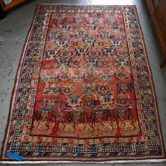 hand-knotted wool floor rug - some fading L-2000 W-1380