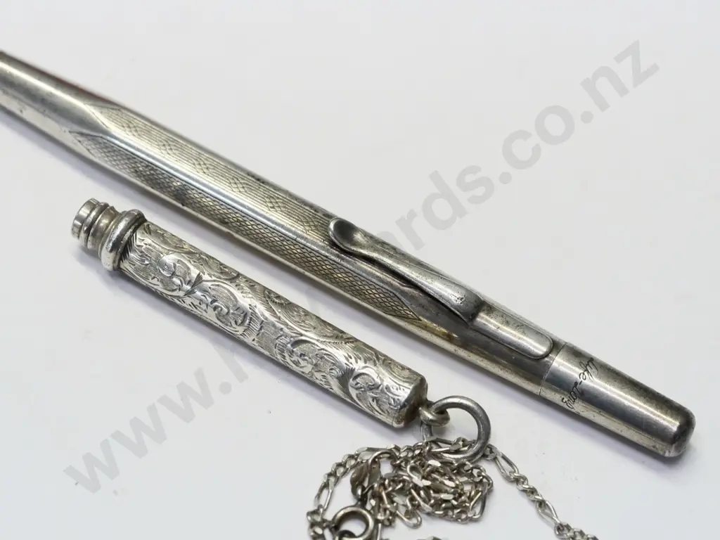 silver pencil stamped sterling silver & silver pendant chain stamped 925 Image 1++