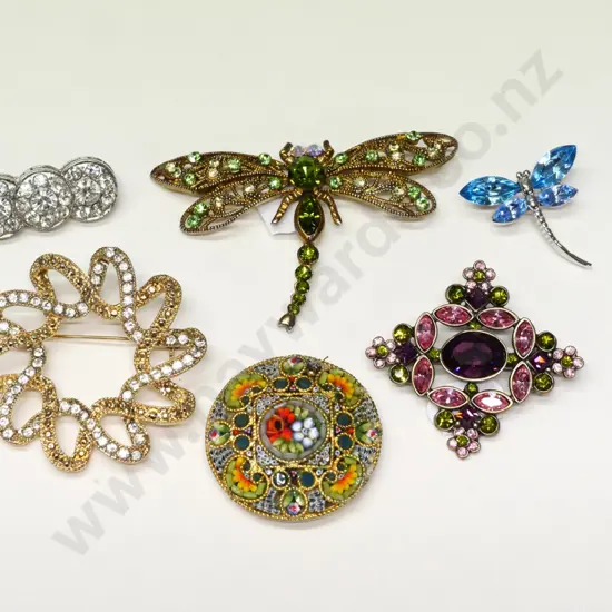 6 asstd costume brooches
