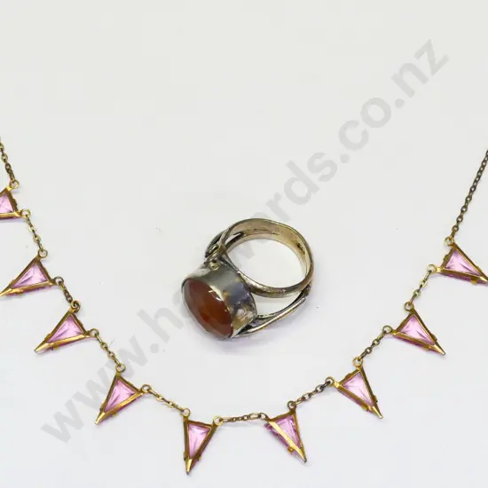 amber ring stamped 925 & costume necklace