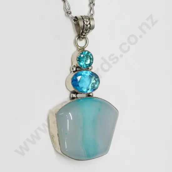 large blue stone pendant stamped 925