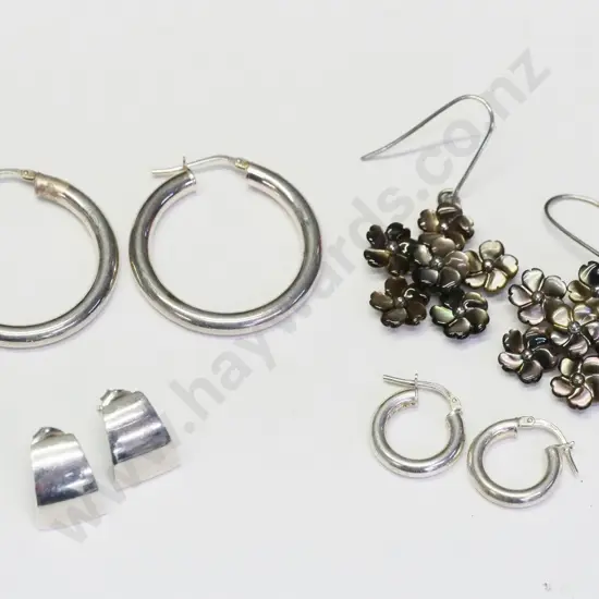 4 pairs of silver earrings all stamped 925