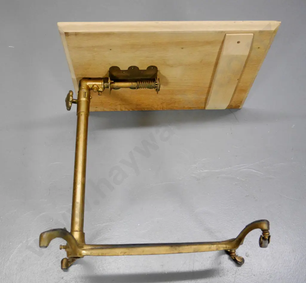 vintage oak and cast metal adjustable height & tilting work table on casters H-590 W-610 D-450 as photographed Image 1++