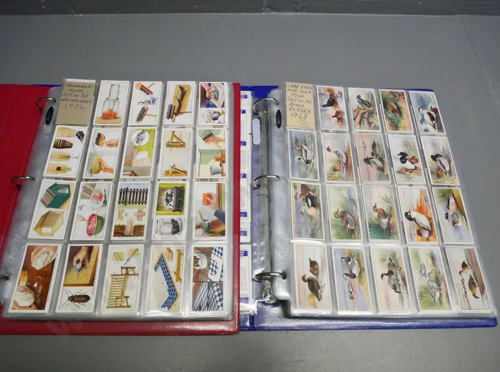 2 binders of cigarette collector's cards in album sheets - gardening, flowers, birds, etc. Image 1++
