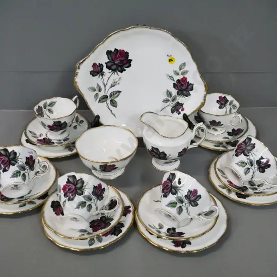 Royal Albert Masquerade 21-piece tea set - obvious repair to sugar bowl