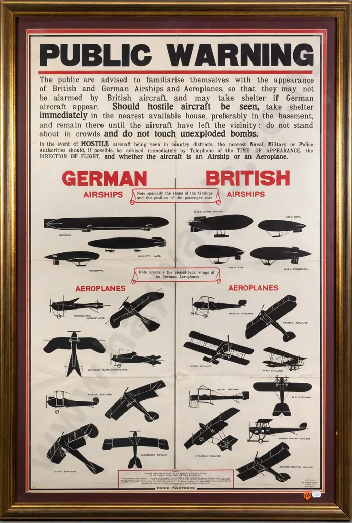 framed reproduction WWII airship poster print H-880 W-550 Image 1++