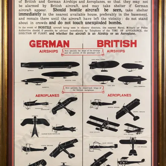 framed reproduction WWII airship poster print H-880 W-550