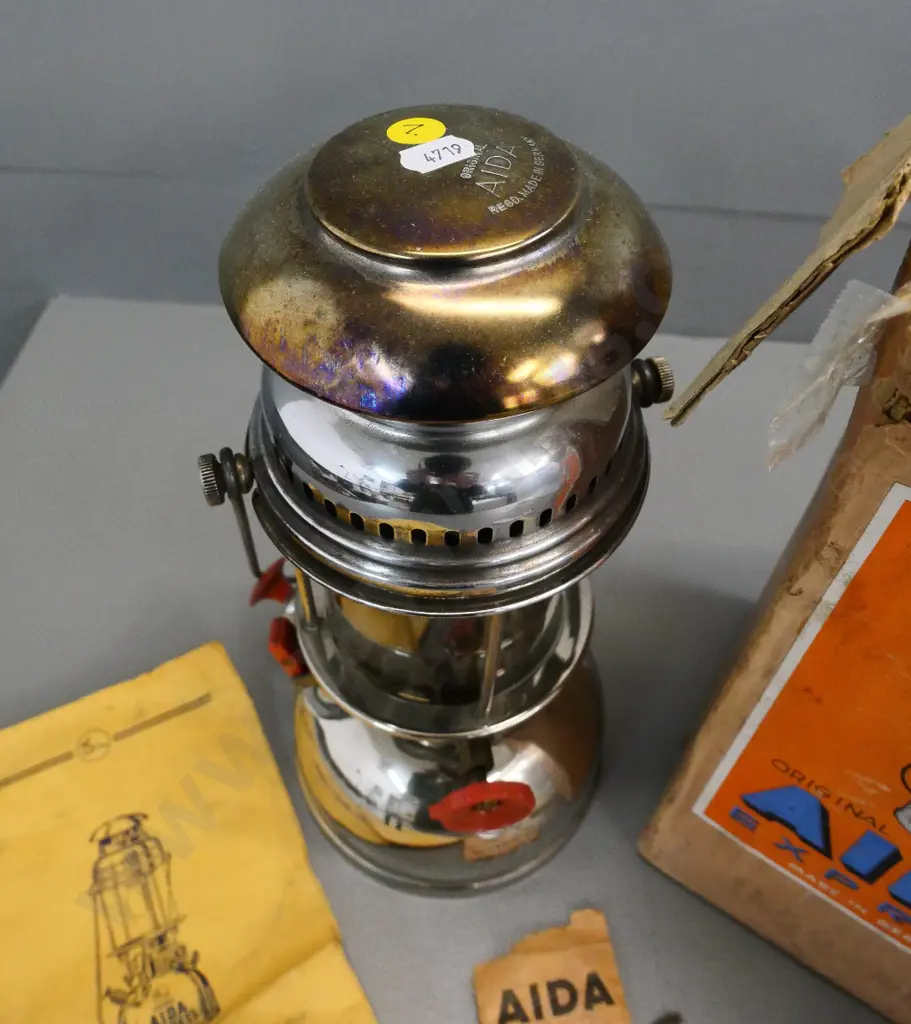 vintage Aida white spirit lantern with original box - made in Germany. H-320 W-170 Image 1++