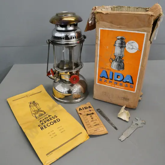 vintage Aida white spirit lantern with original box - made in Germany. H-320 W-170