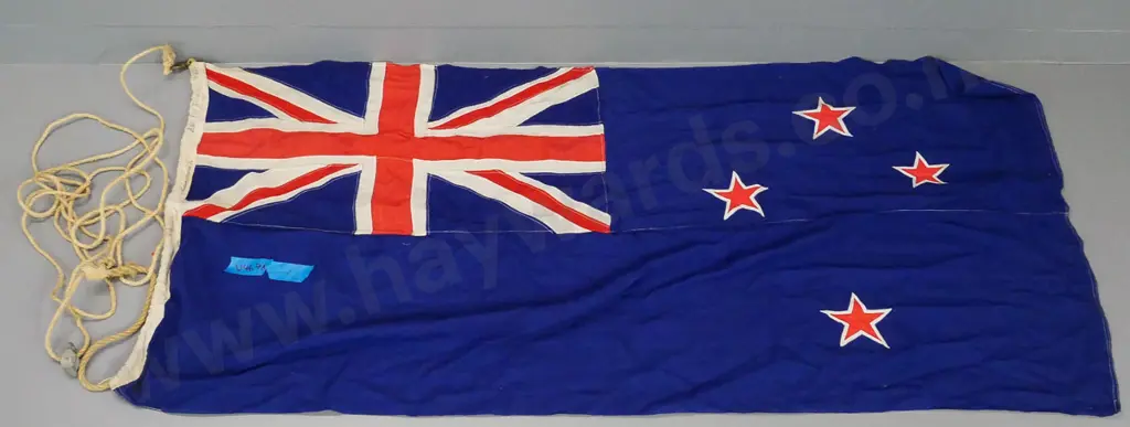 vintage New Zealand flag with pulley and rope Image 1++