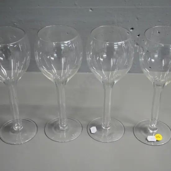 set of 4 plain crystal hollow-stem wine glasses H-210