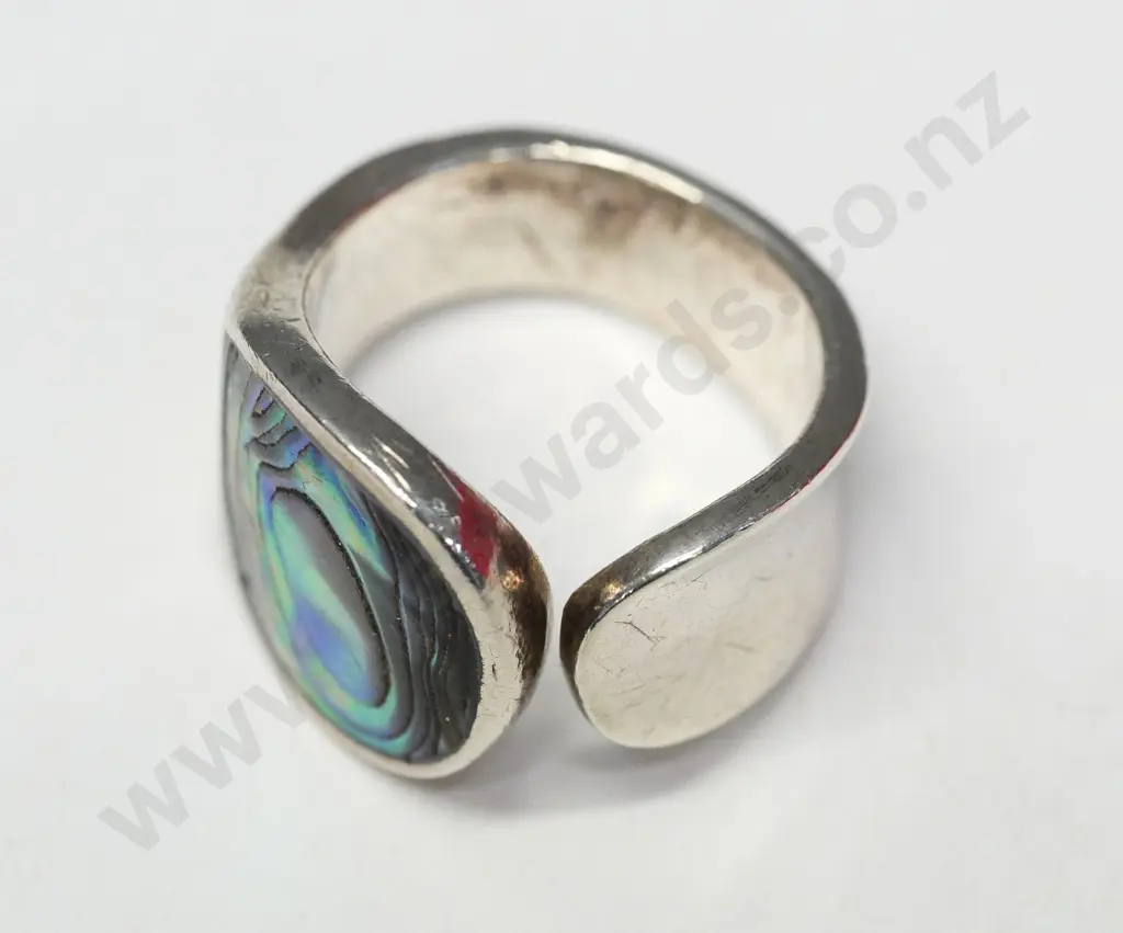 silver paua shell ring stamped 925 Image 1++