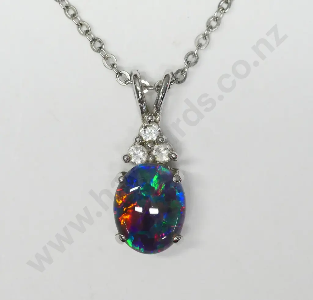 silver opal necklace stamped 925 Image 1++