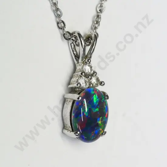 silver opal necklace stamped 925