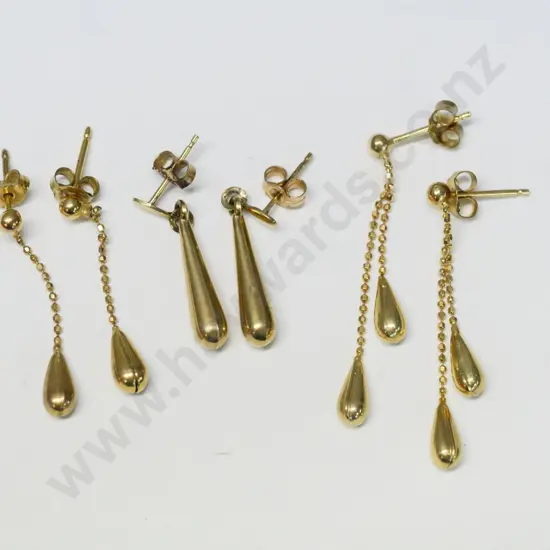 3 pairs of 9ct earrings