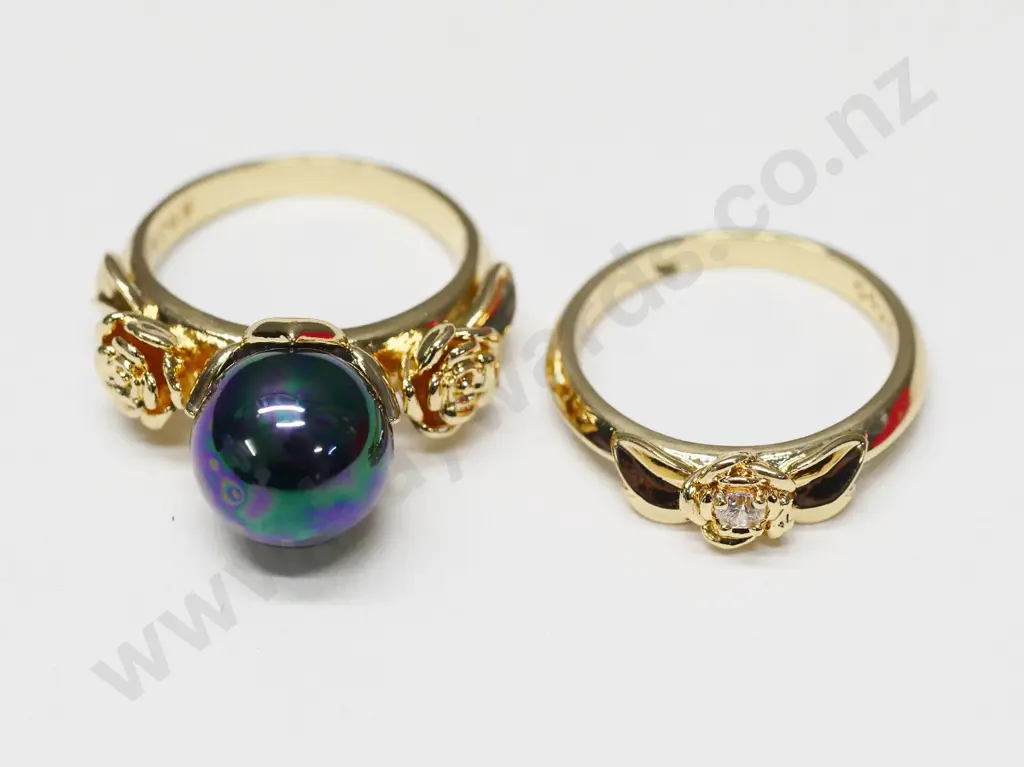 silver 2 ring set stamped S925 Image 1++