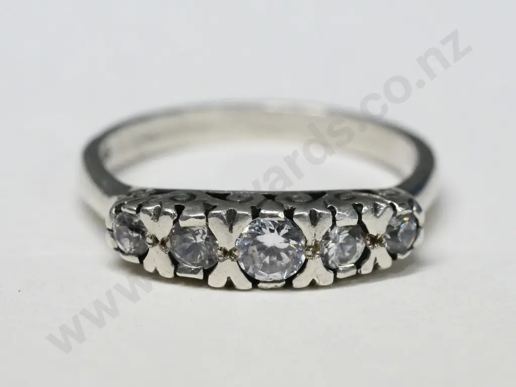 silver cz dress ring stamped 925 Image 1++