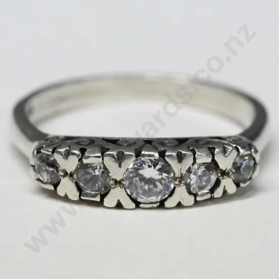 silver cz dress ring stamped 925