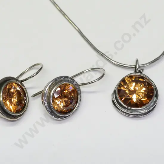 pendant & earring set chain stamped 925