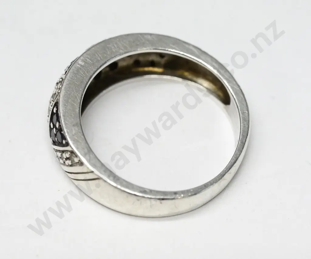 silver sapphire & cz ring stamped Image 1++