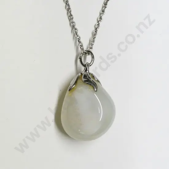 white stone pendant chain stamped sterling
