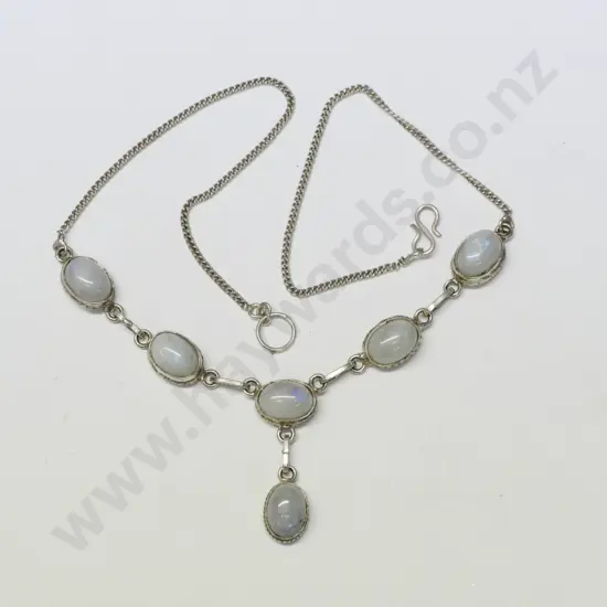 moonstone silver necklace stamped 925