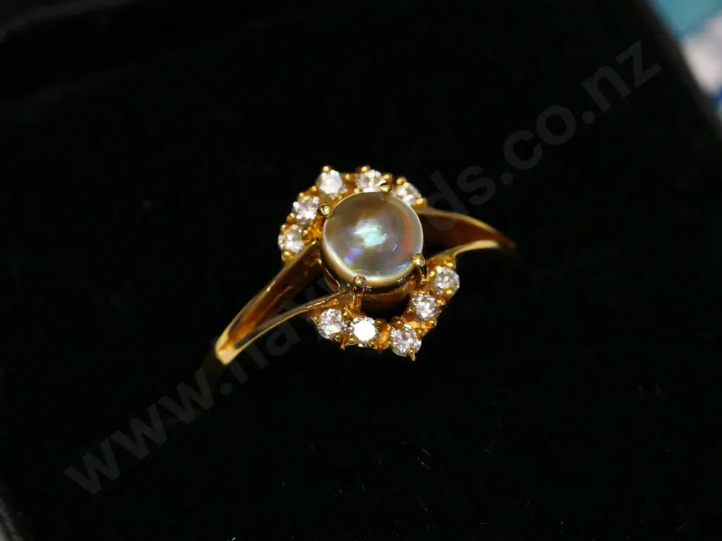 paua pearl ring stamped 750 Image 1++